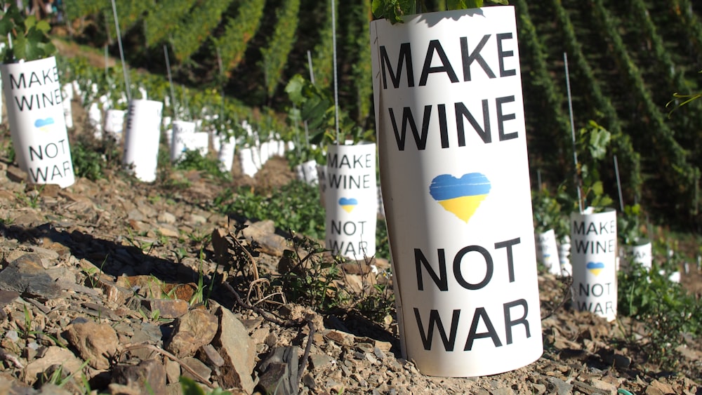 a group of signs with writing on them