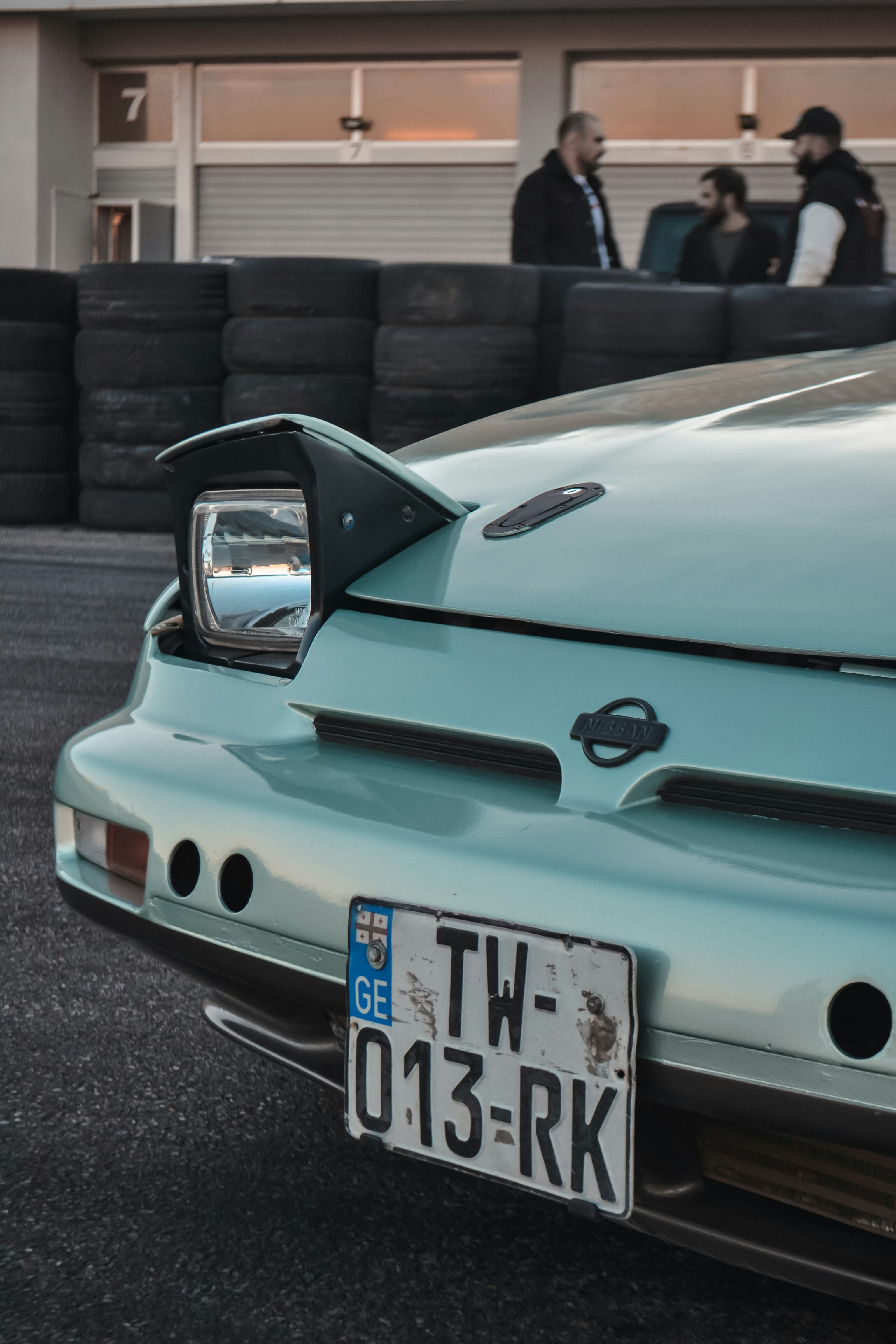 A car with a number on the side
