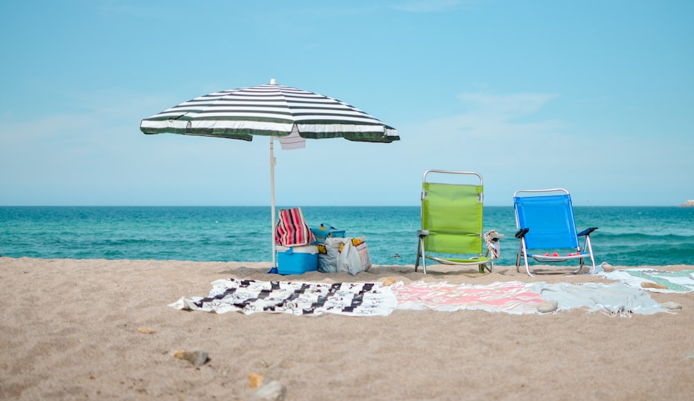 chairs and umbrella on beach