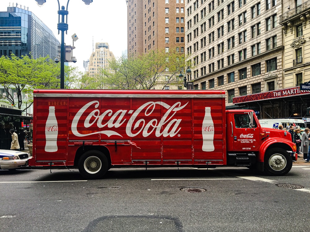 a coca-cola truck on the street