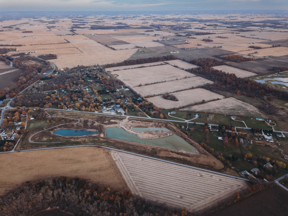 an aerial view of a large building