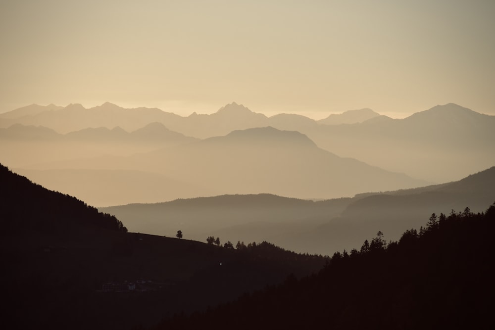 a landscape with hills and trees