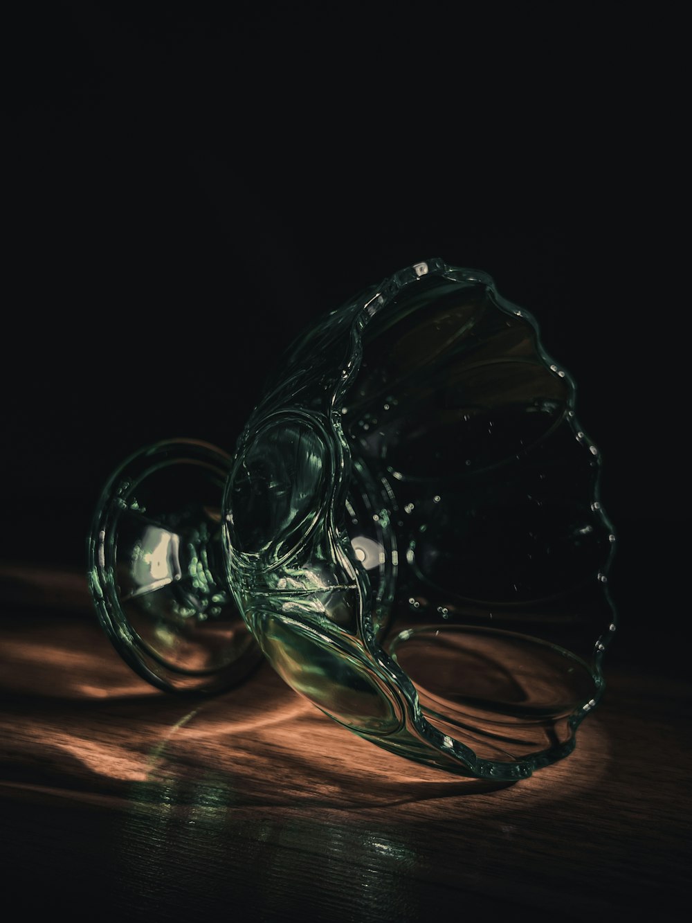 a pair of glass orbs