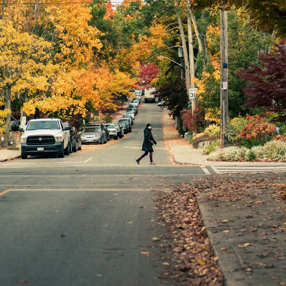 a person running on a street