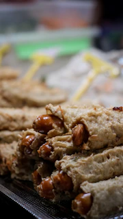A vibrant shot of the famous chub rolls stacked high and ready to be devoured.