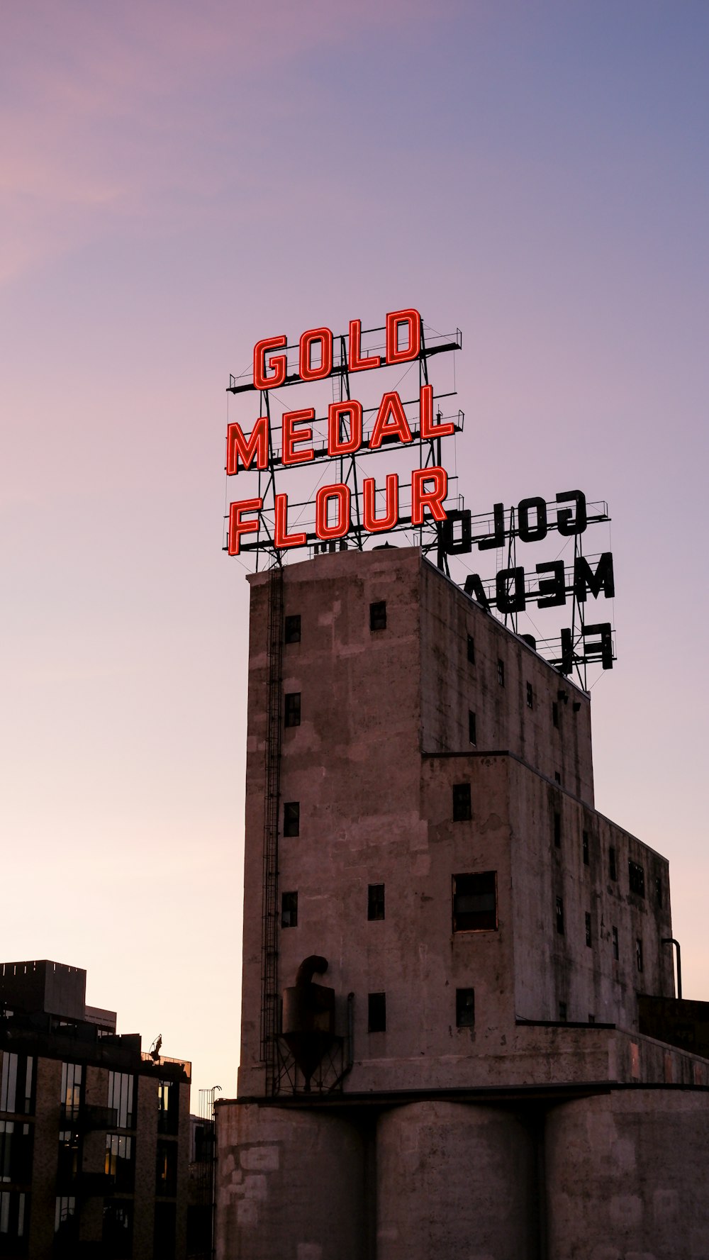 a large sign on top of a building