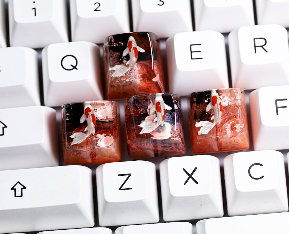 a group of chocolates on a keyboard