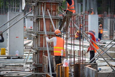 a group of workers at a construction site