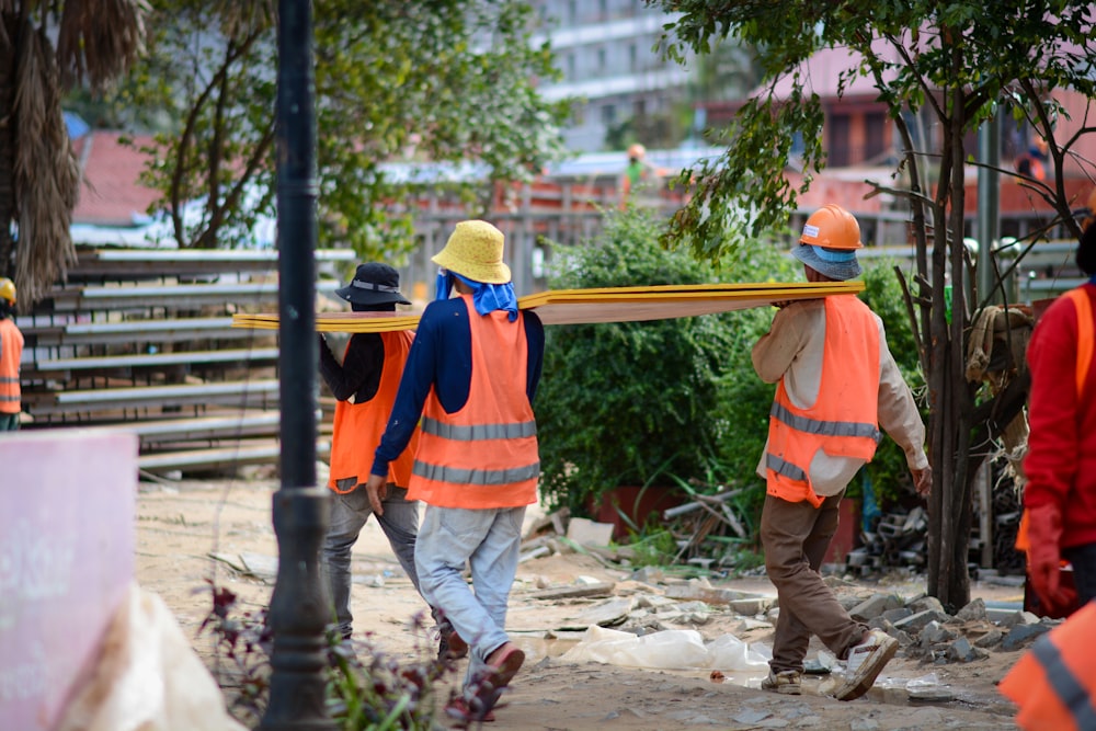 a group of construction workers working on a construction site