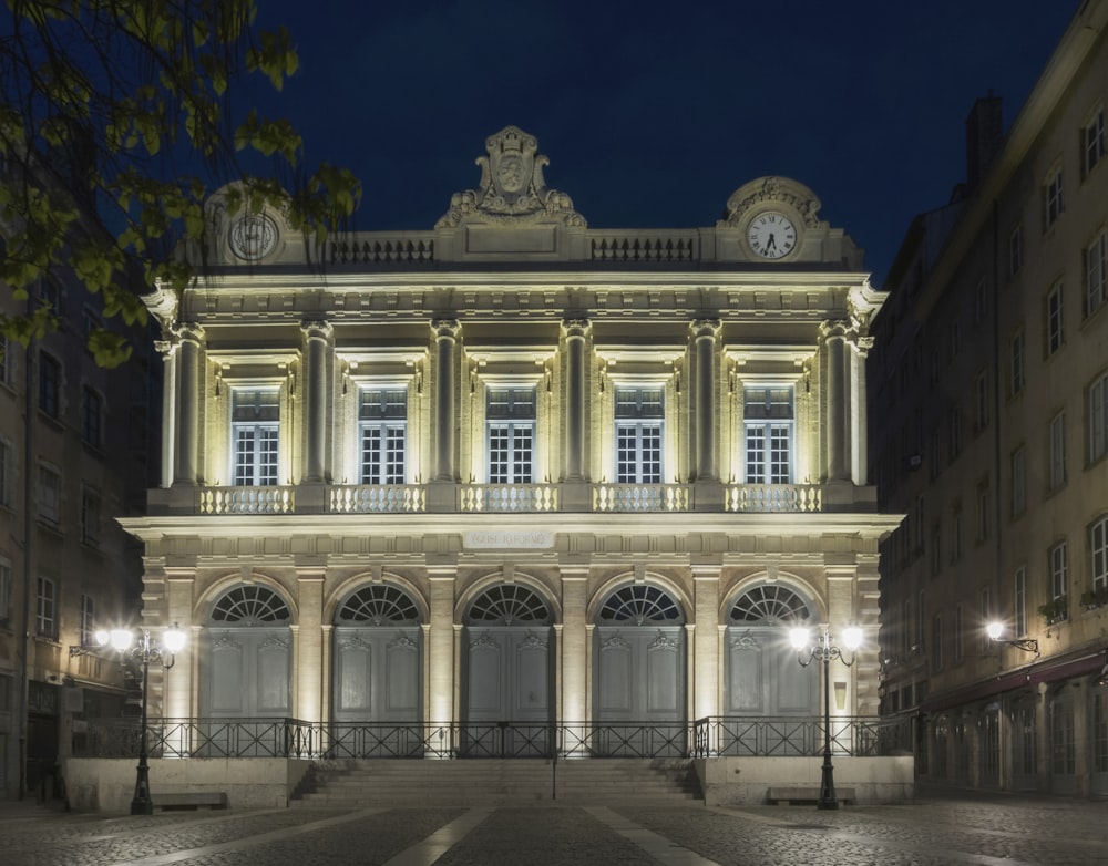 a large building with a clock on the top