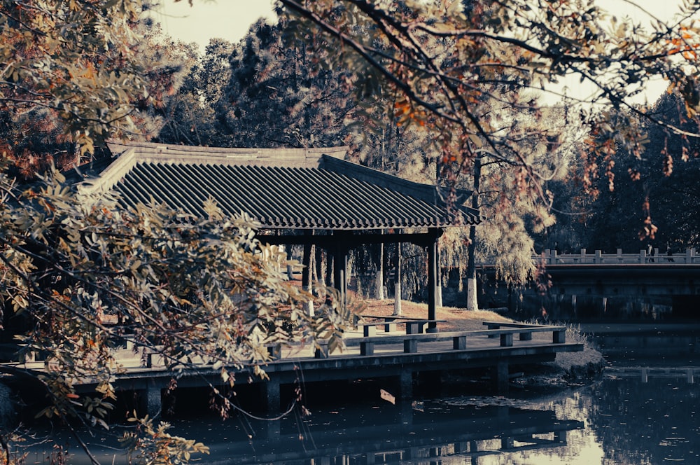 a building on a dock over water