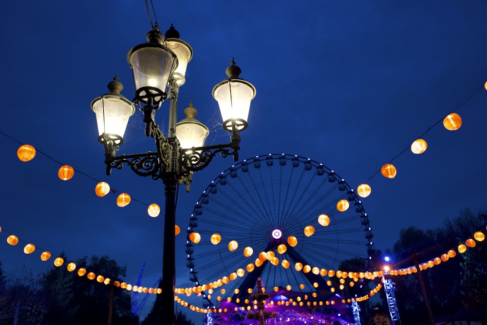 a ferris wheel with lights