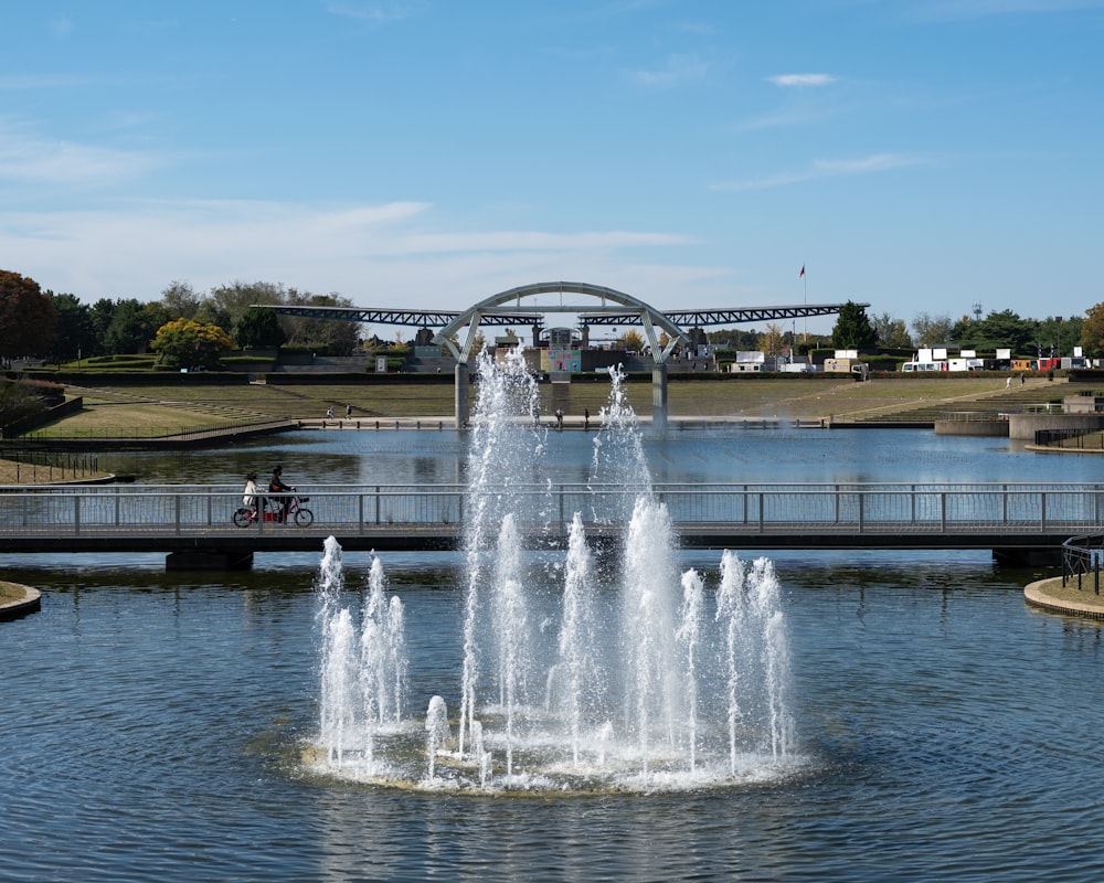 a fountain with water shooting up