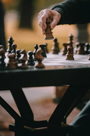 a hand holding a chessboard