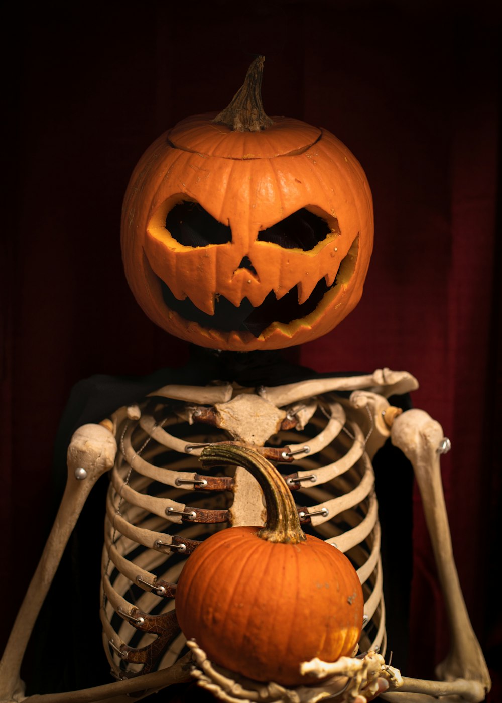 a carved pumpkin with a face