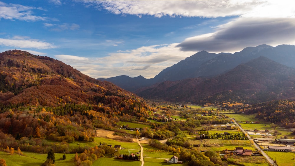 a landscape with hills and trees