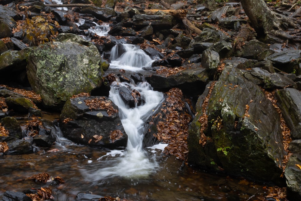 a stream of water flowing over rocks