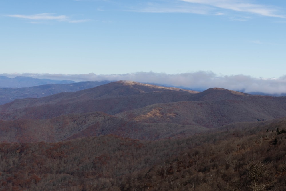 a landscape with hills and trees