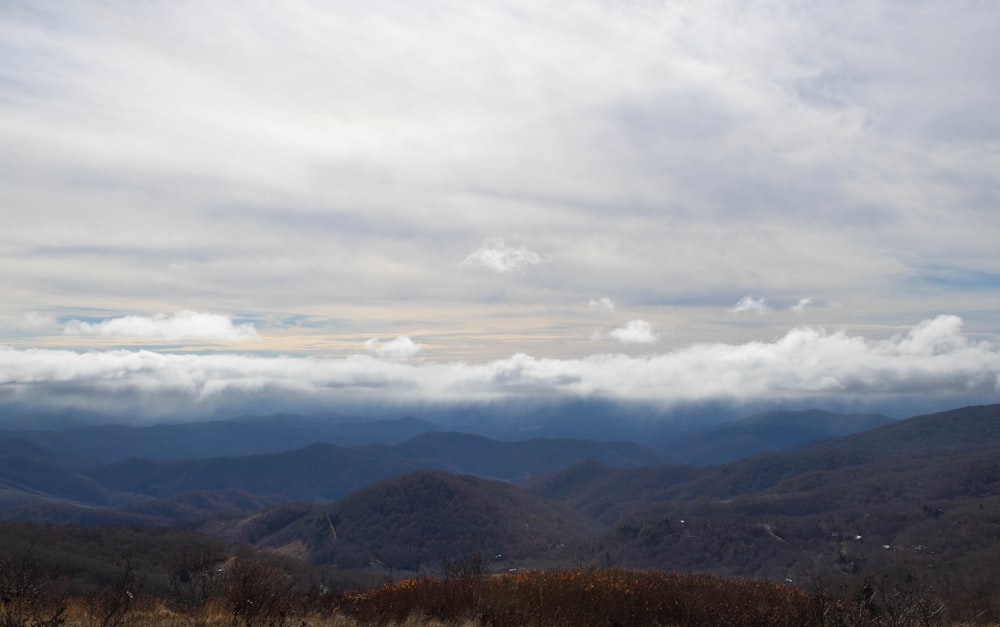 a landscape with hills and trees