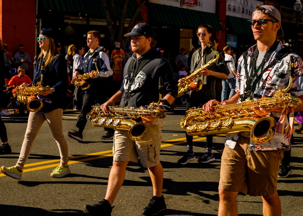 a group of people playing instruments