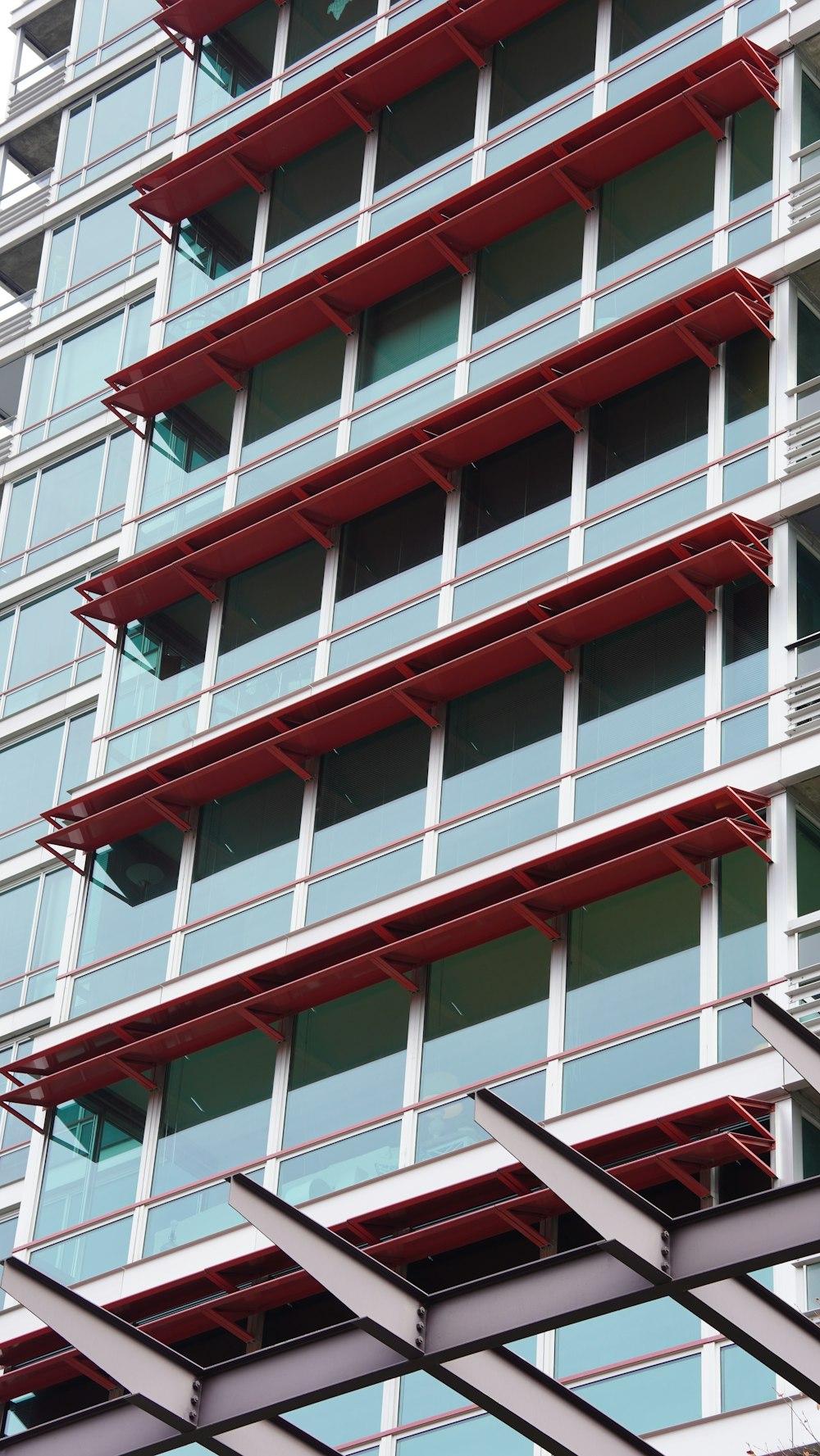 a building with a red and white exterior