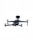 A black and gray quadcopter drone with a camera mounted on the front and extended arms, hovering in a bright sky. The drone has distinct propellers and a modern design.