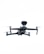 A black and gray quadcopter drone with a camera mounted on the front and extended arms, hovering in a bright sky. The drone has distinct propellers and a modern design.