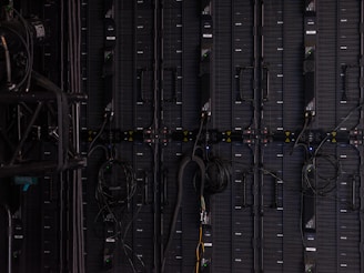 a close-up of a server room