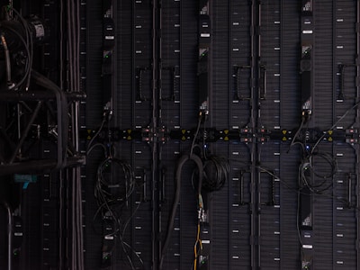 a close-up of a server room
