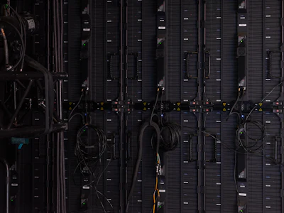 Dense cables and wires in a server room