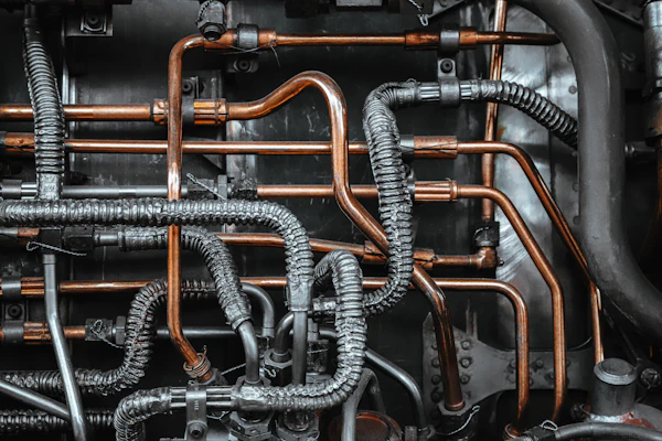 Industrial hose and equipment close-up