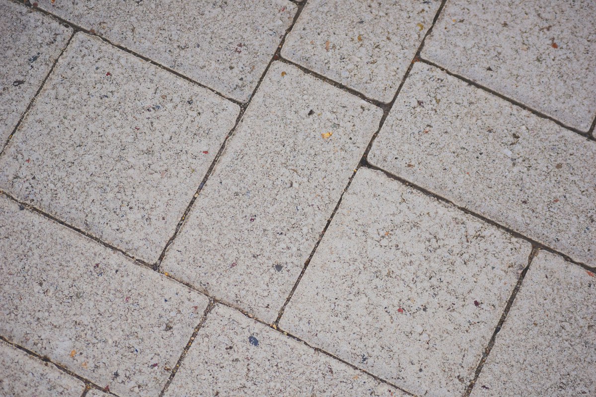 Close-up of a paved courtyard surface