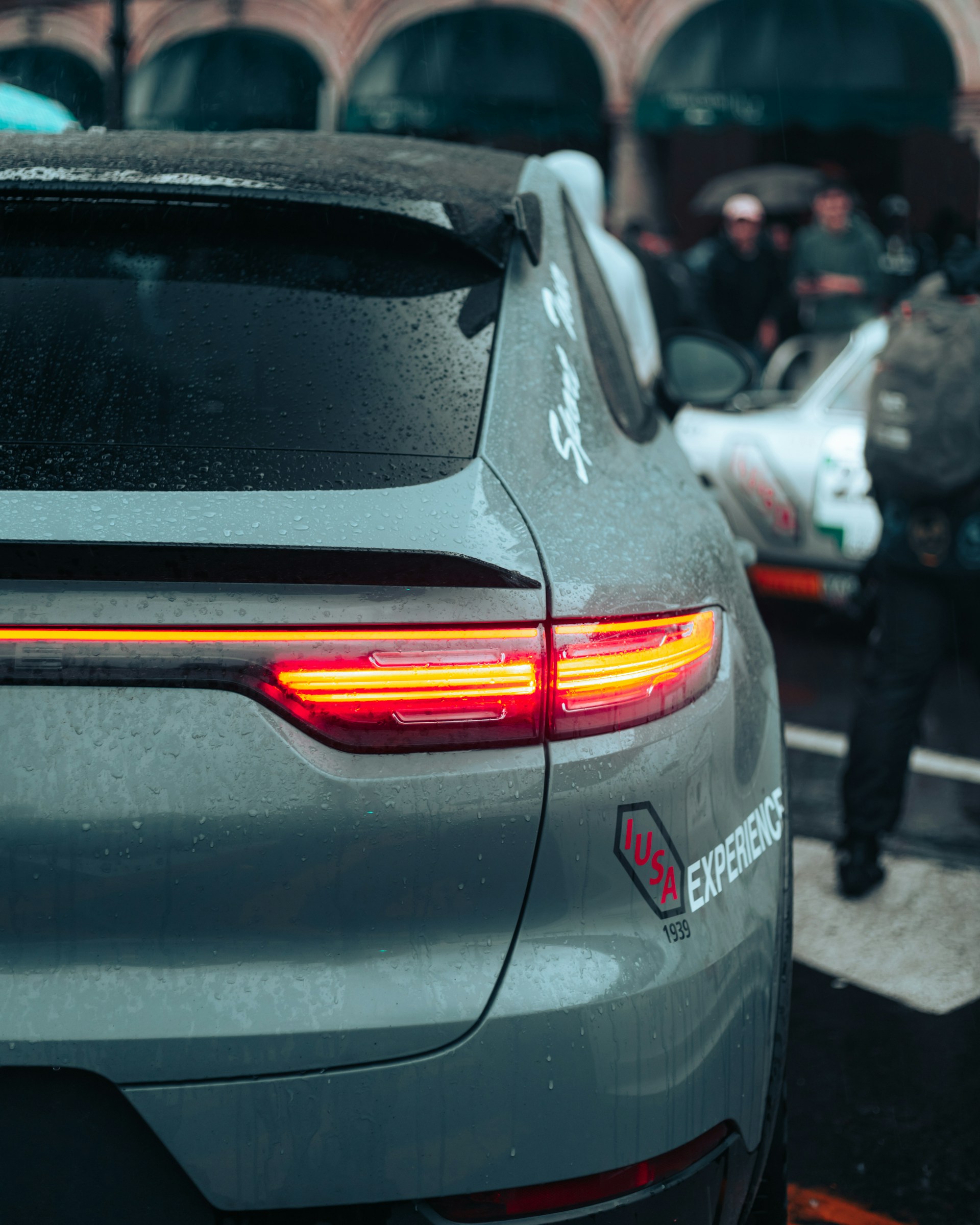 a car with its lights on
