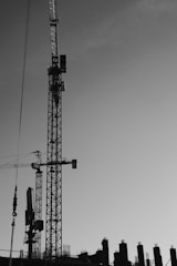 Image showing civil construction workers operating cranes.