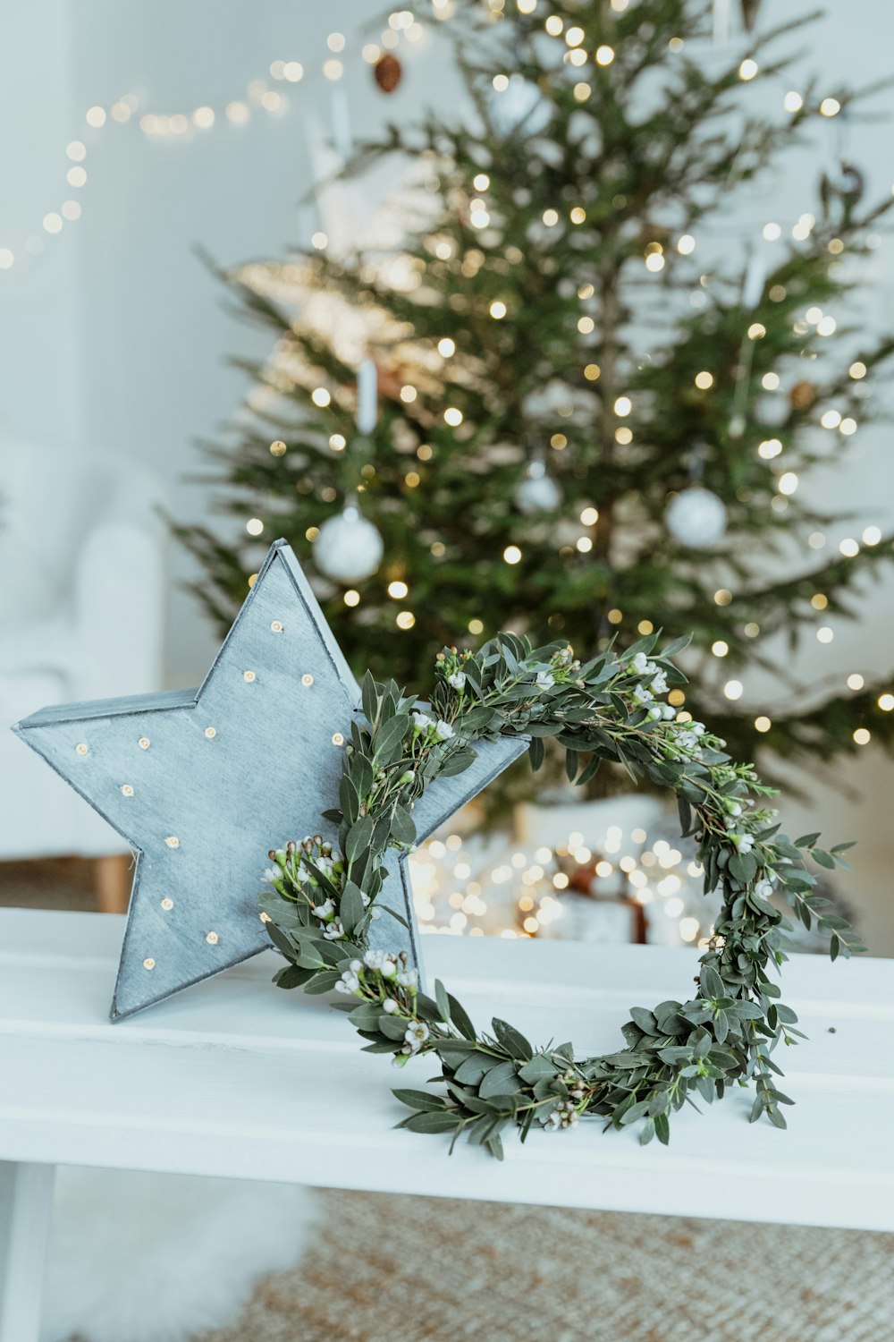 a tree with lights and ornaments