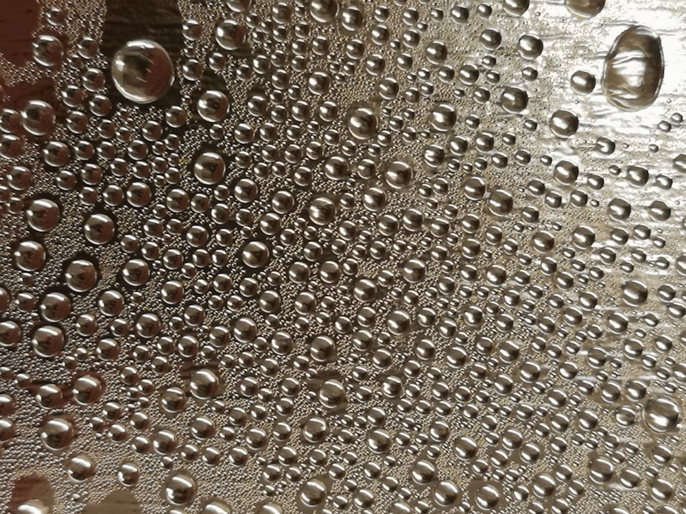 a close up of water drops