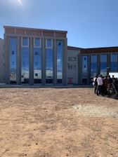 A commercial building site cleared of debris and polished for walkthroughs.