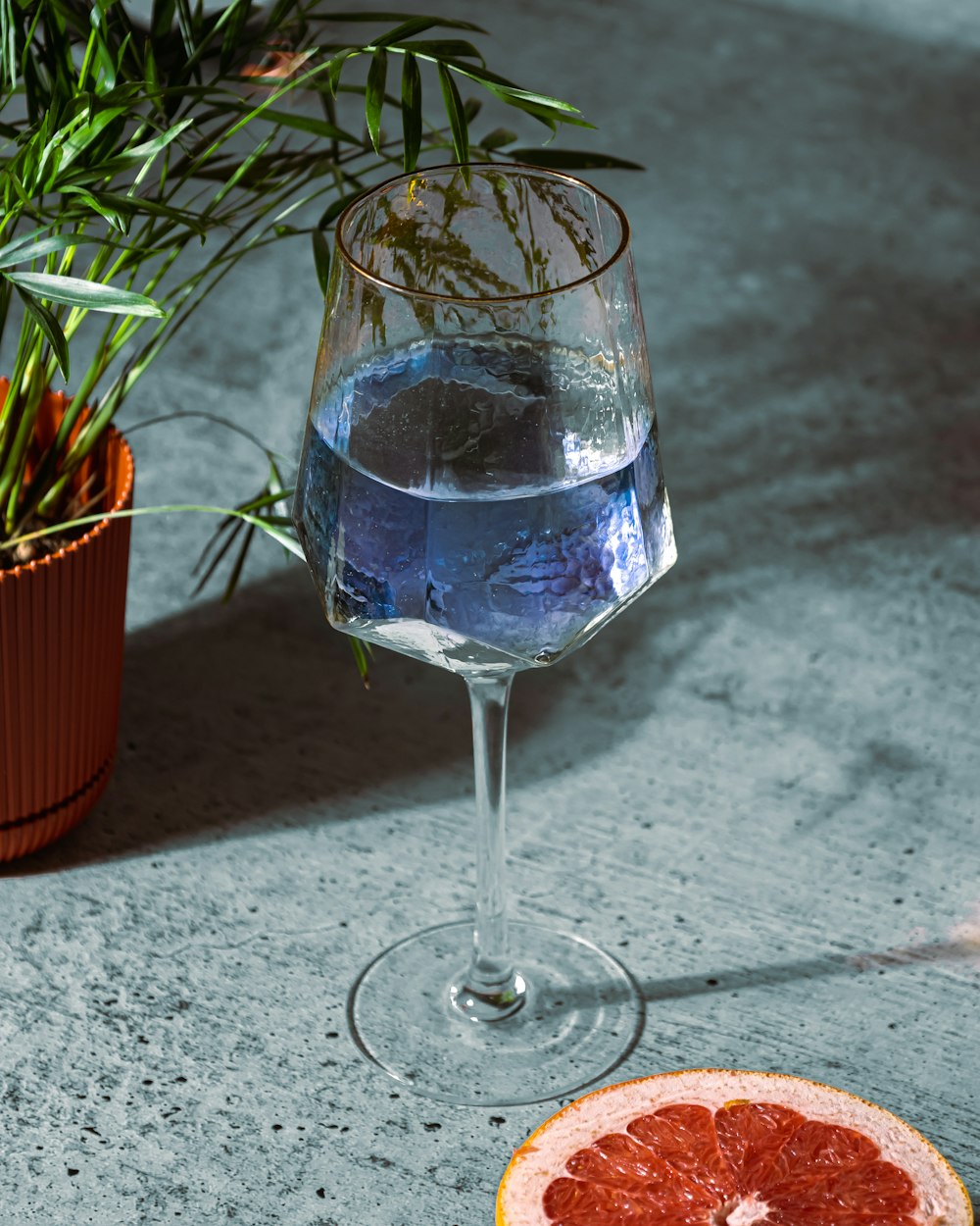 a glass of water on a table