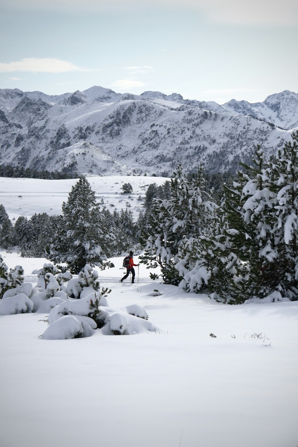 a person skiing on the snow