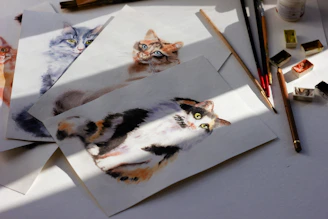 A vibrant and colorful painting from the solo exhibition 'Cat Tails'.