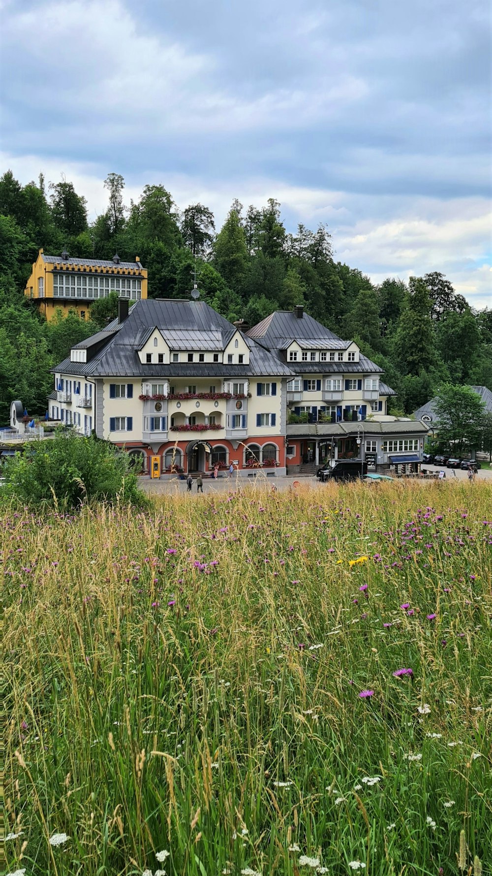 a large house with a lawn in front of it