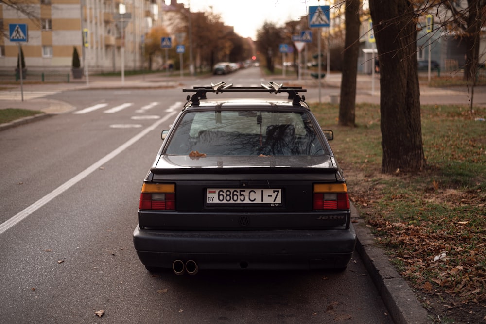 a car parked on the side of a road