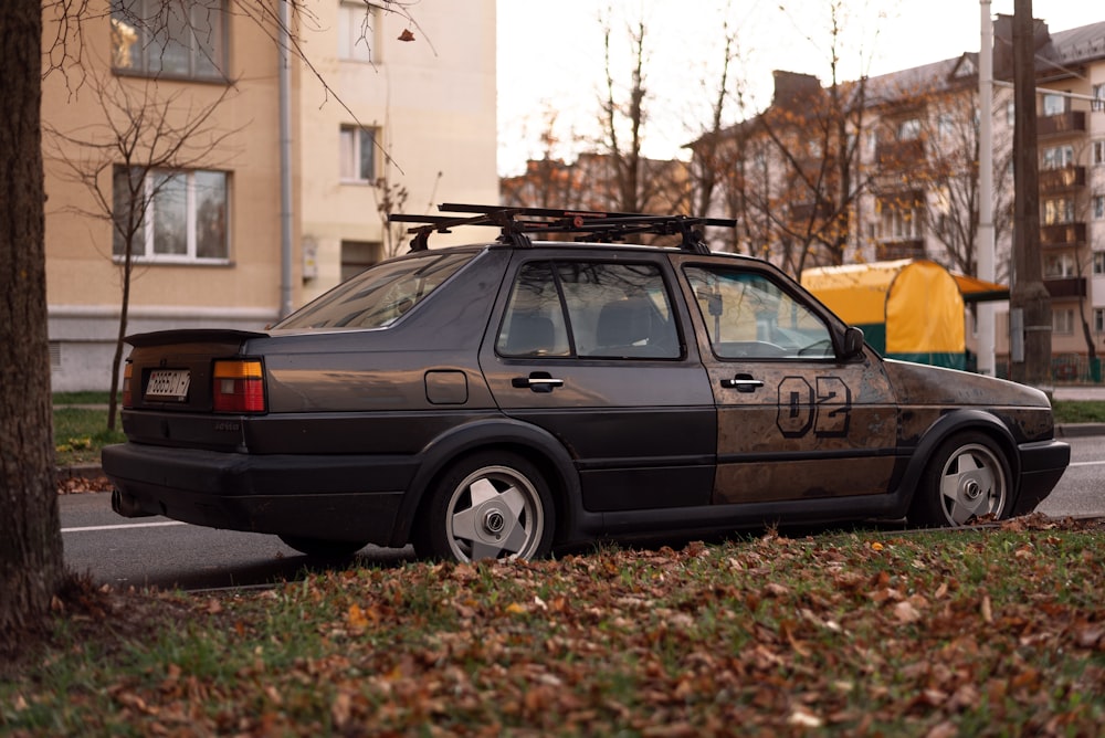 a car parked on the side of a road