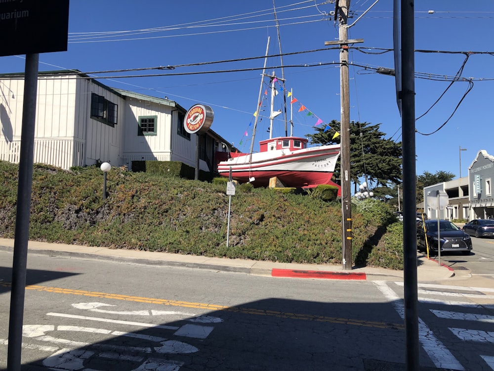 a boat on the street