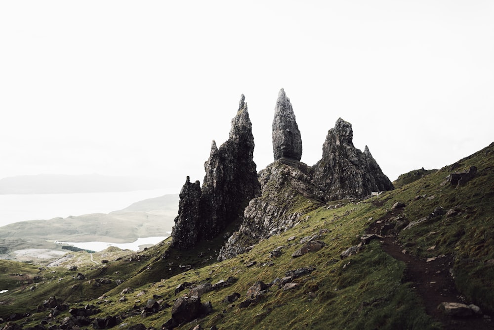The Storr with a group of tall rocks on it