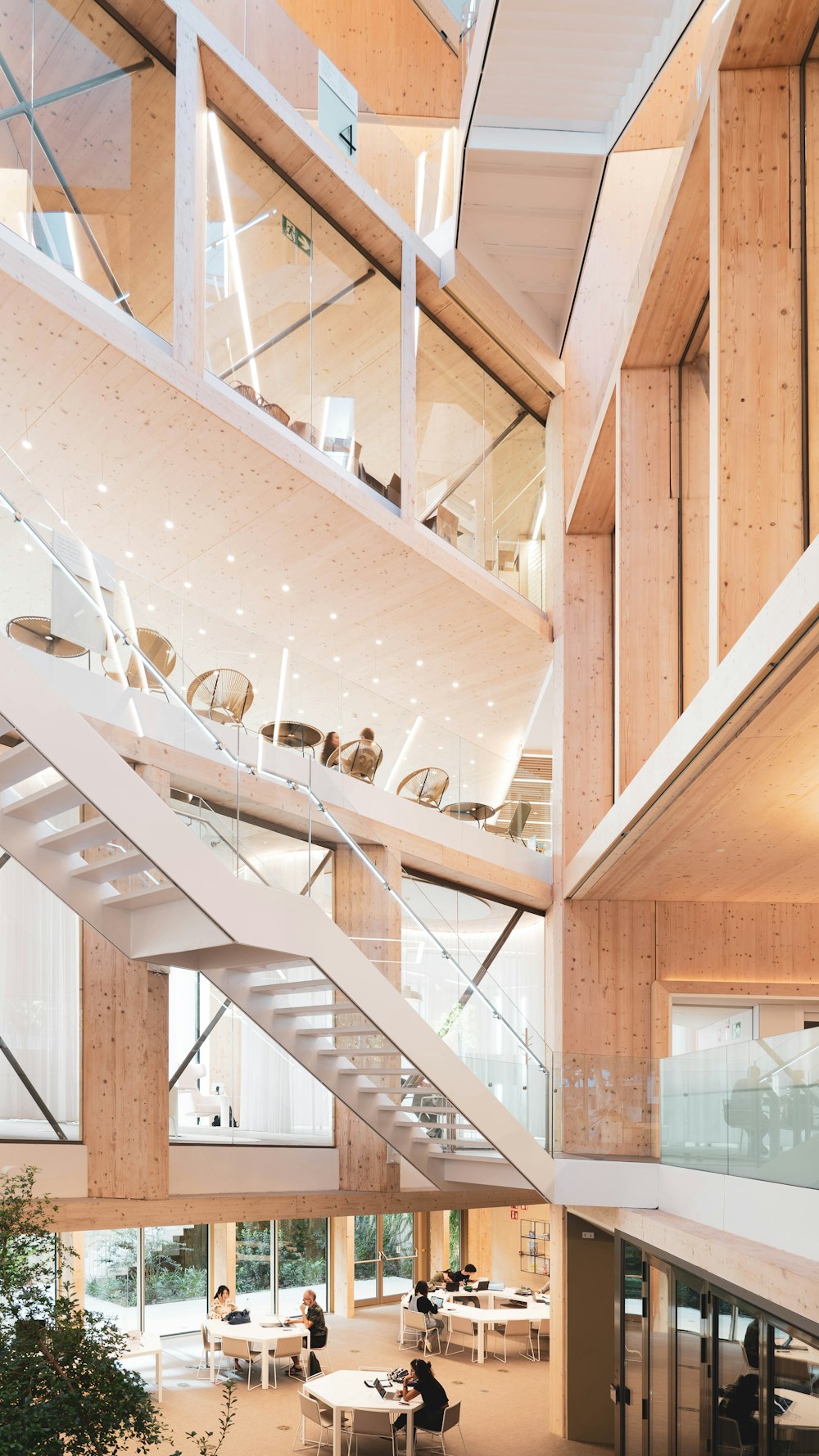 a building with a spiral staircase