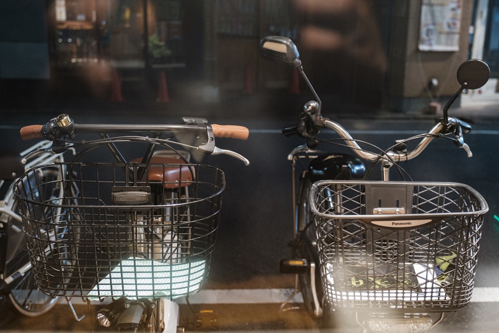 a bicycle with shopping carts