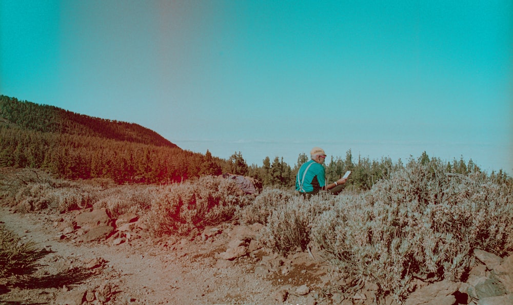 a person standing in a desert