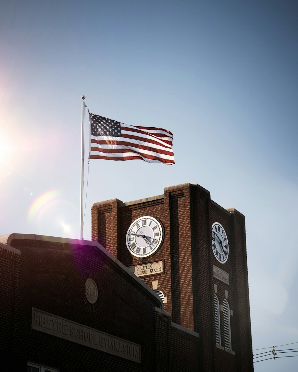 a flag on top of a building