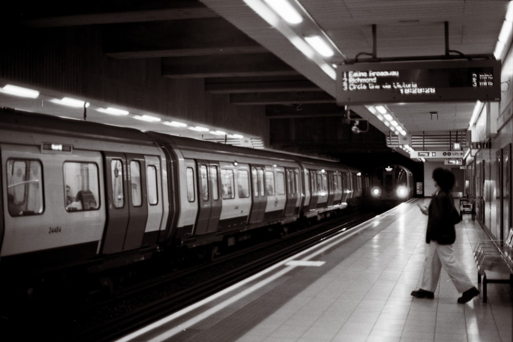 a person waiting for a train